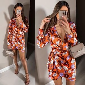 Zara Printed Satin Floral Dress
